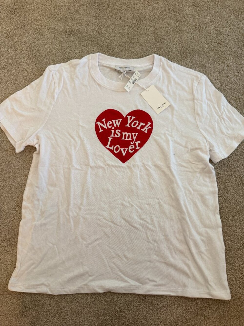 Alexa Chung New York Is My Lover Heart Graphic T-Shirt White Size M NWT